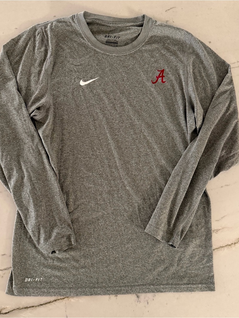 Nike Alabama Crimson Tide Men's Dri-FIT Long Sleeve Shirt Gray Size S